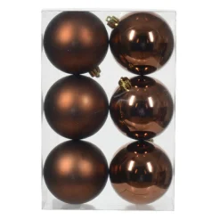 Lot de 6 boules de Noël (D80 mm) Aravis Brun café