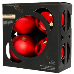 Lot de 4 boules de Noël (D100 mm) Aravis Rouge