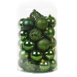 Lot de 35 boules de Noël (D60 mm) Aravis mix Vert sapin