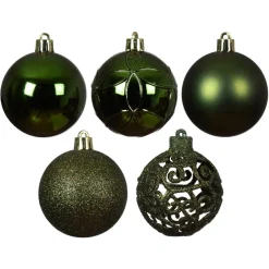 Lot de 35 boules de Noël (D60 mm) Aravis mix Vert sapin