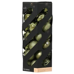 Lot de 35 boules de Noël (D60 mm) Aravis mix Vert romarin