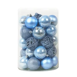 Lot de 35 boules de Noël (D60 mm) Aravis Bleu ciel