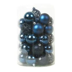 Lot de 35 boules de Noël (D60 mm) Aravis mix Bleu nuit