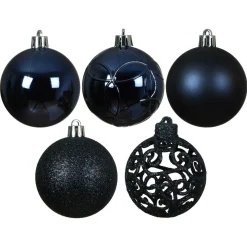 Lot de 35 boules de Noël (D60 mm) Aravis mix Bleu nuit