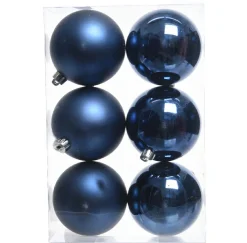 Lot de 6 boules de Noël (D80 mm) Aravis Bleu nuit