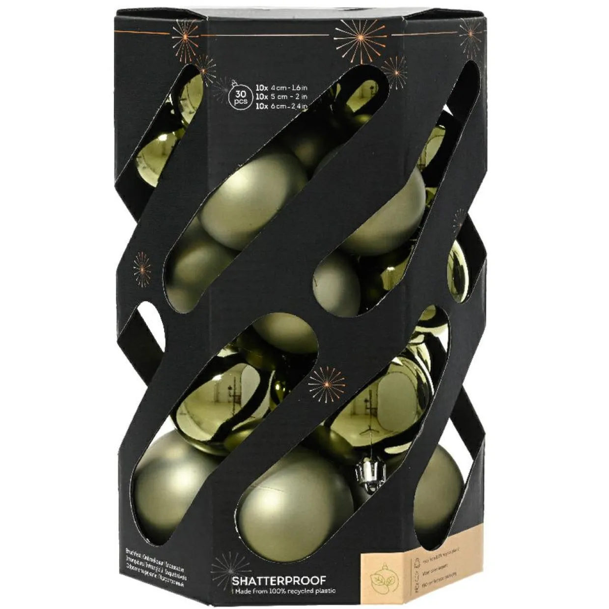 Lot de 30 boules de Noël (D60 mm) Aravis Vert romarin