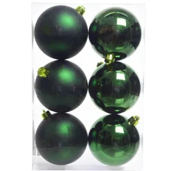 Lot de 6 boules de Noël (D80 mm) Aravis Vert sapin