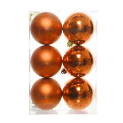 Lot de 6 boules de Noël (D80 mm) Aravis Orange