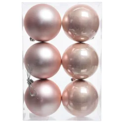 Lot de 6 boules de Noël (D80 mm) Aravis Rose poudré