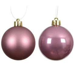 Lot de 6 boules de Noël (D80 mm) Aravis Vieux rose