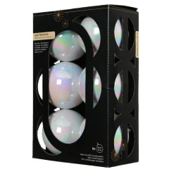 Lot de 6 boules de Noël (D80 mm) Aravis Blanc irisé