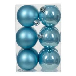 Lot de 12 boules de Noël (D60 mm) Aravis Bleu pétillant