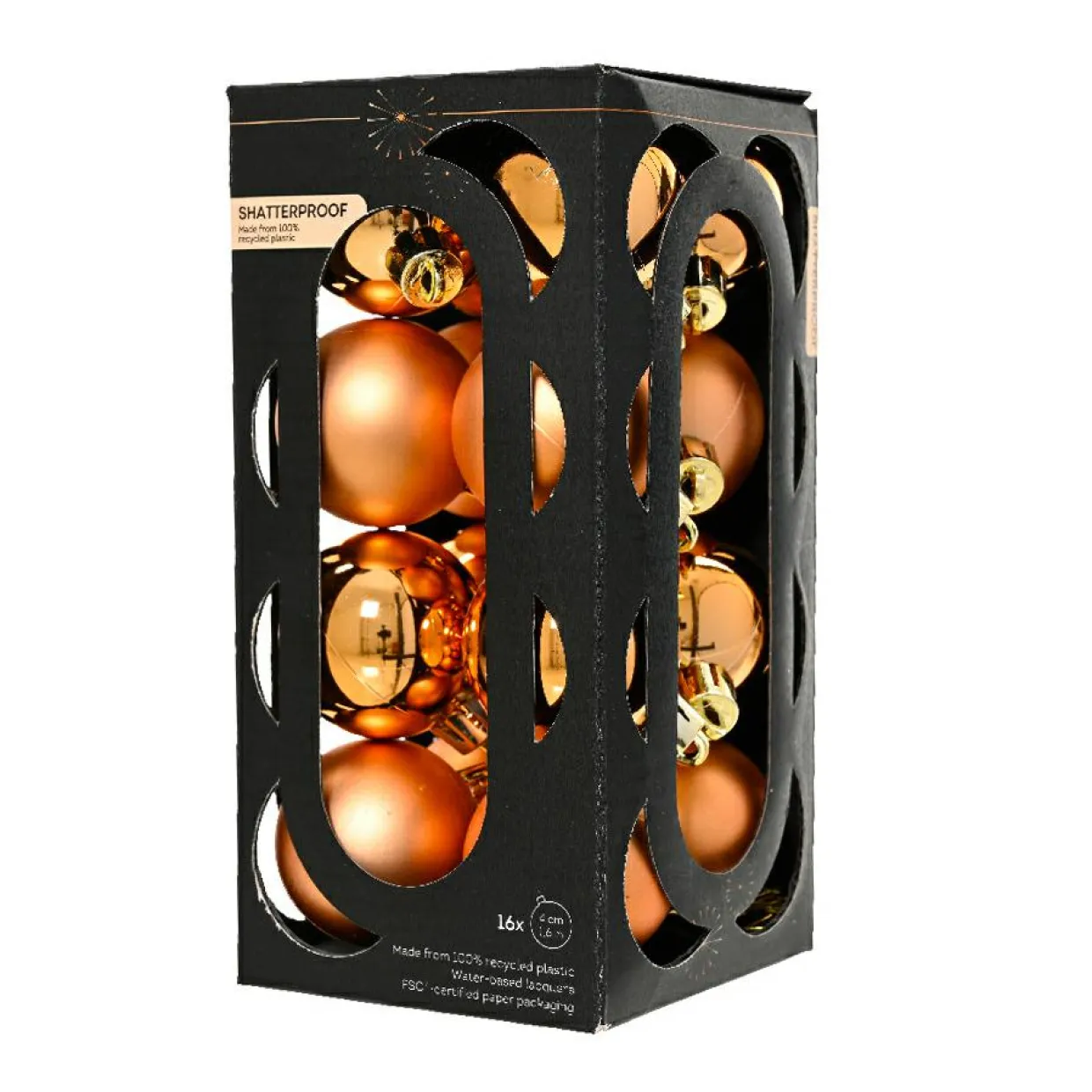 Lot de 16 boules de Noël (D40 mm) Aravis Cognac