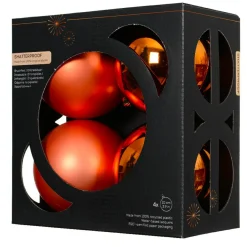 Lot de 4 boules de Noël (D100 mm) Aravis Orange