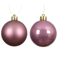 Lot de 4 boules de Noël (D100 mm) Aravis Vieux rose