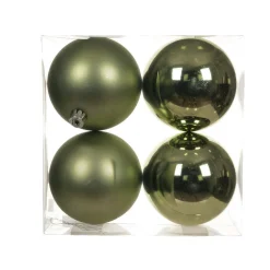 Lot de 4 boules de Noël (D100 mm) Aravis Vert romarin