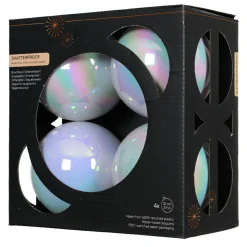 Lot de 4 boules de Noël (D100 mm) Aravis Blanc irisé