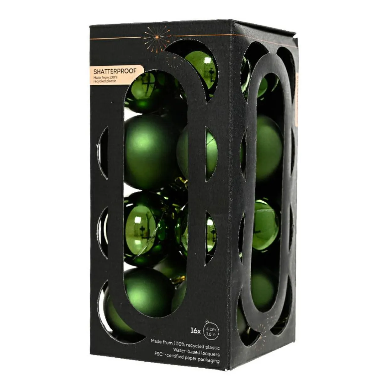 Lot de 16 boules de Noël (D40 mm) Aravis Vert sapin