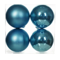 Lot de 4 boules de Noël (D100 mm) Aravis Bleu pétillant