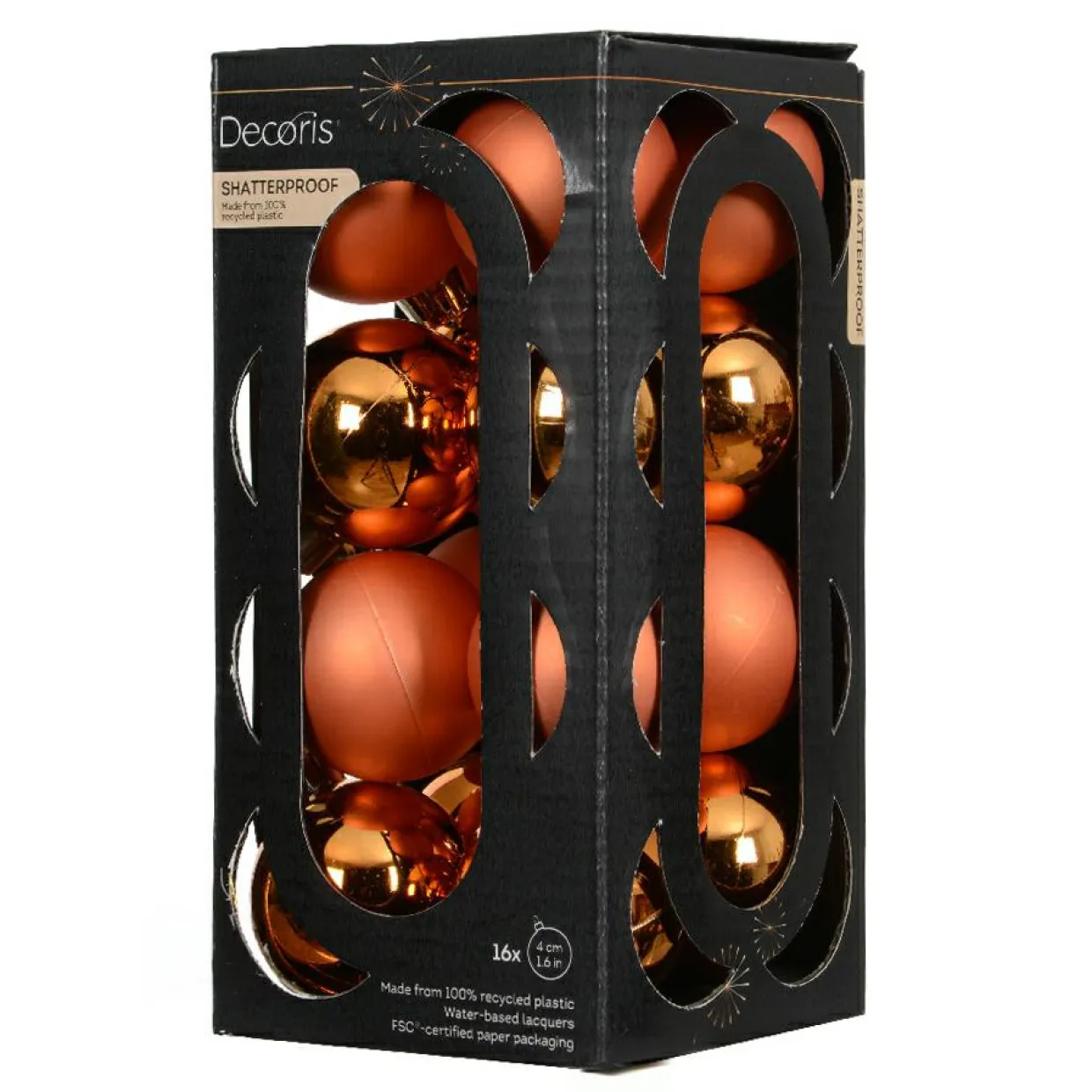 Lot de 16 boules de Noël (D40 mm) Aravis Orange