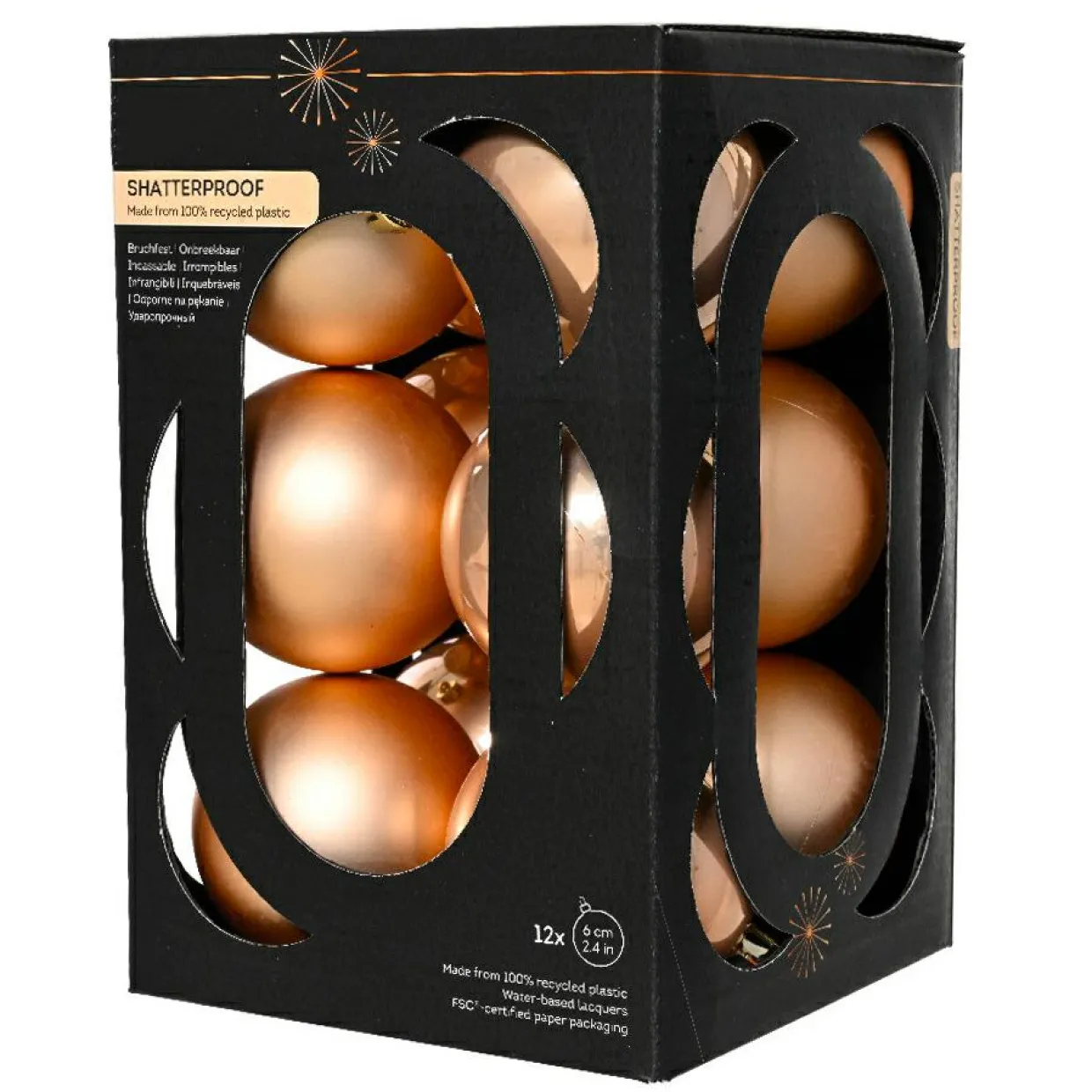 Lot de 12 boules de Noël (D60 mm) Aravis Pêche