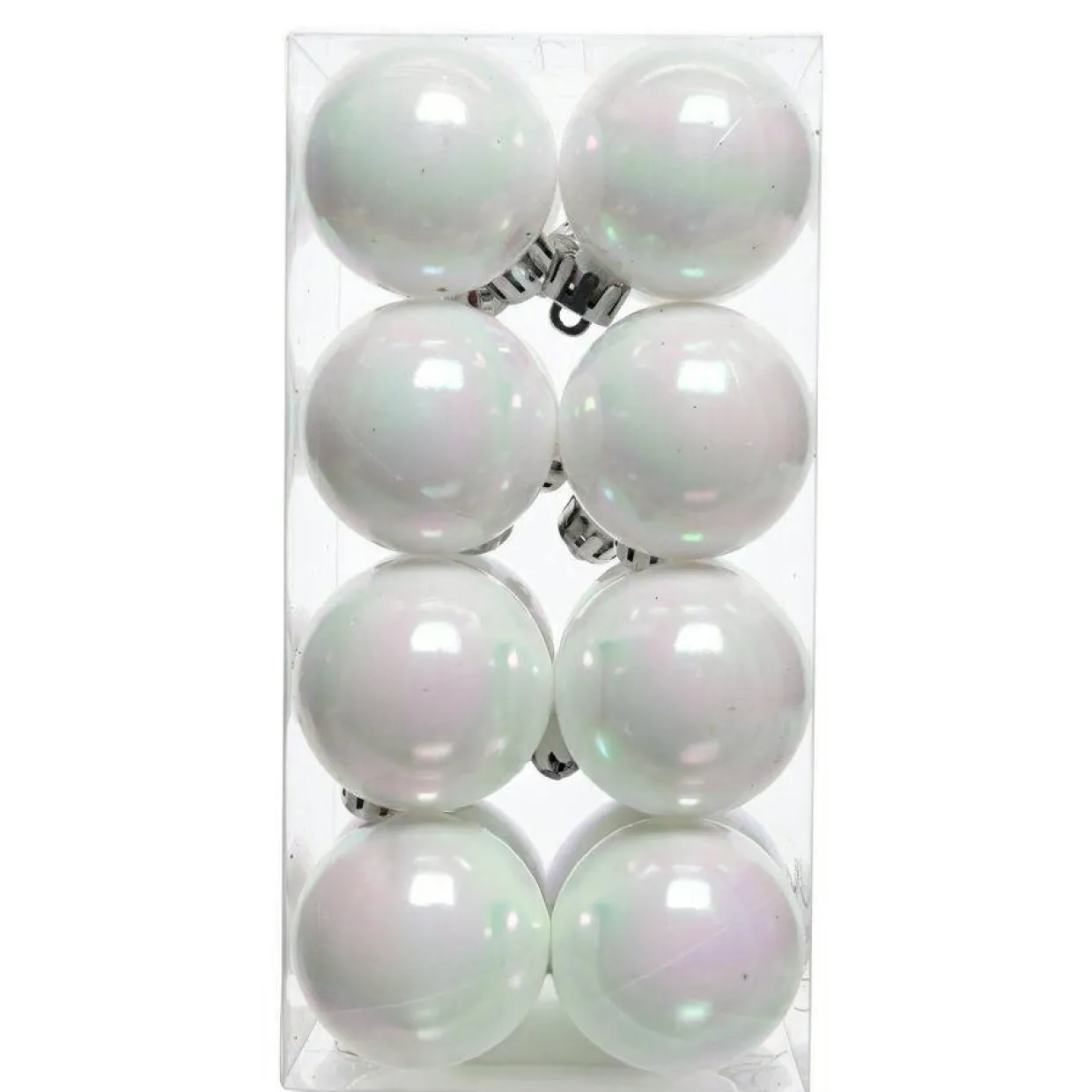 Lot de 16 boules de Noël (D40 mm) Aravis Blanc irisé