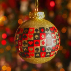 Lot de 12 boules de Noël (D80 mm) As de pique Or