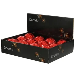 Lot de 12 boules de Noël (D80 mm) Boule à facette Rouge