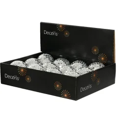 Lot de 12 boules de Noël (D80 mm) Boule à facette Argent