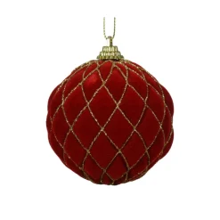 Lot de 12 boules de Noël (D80 mm) Buckingham Rouge et or