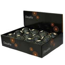 Lot de 12 boules de Noël (D80 mm) Ciel de cristal Bleu nuit et or