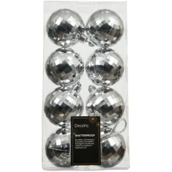 Lot de 8 boules de Noël (D60 mm) Disco Argent