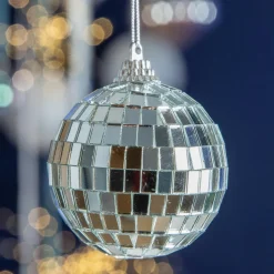 Lot de 24 boules de Noël (D60 mm) Disco facette Argent