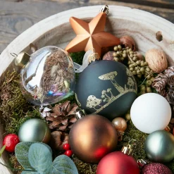 Lot de 6 boules de Noël (D80 mm) en verre Champignons Pistache