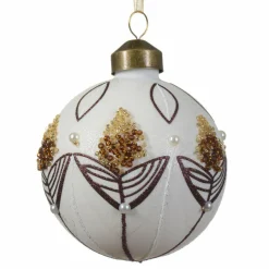 Lot de 3 boules de Noël (D80 mm) en verre Douceur sucrée Blanc laine