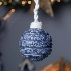 Lot de 3 boules de Noël (D80 mm) en verre Silva Bleu nuit