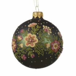 Lot de 6 boules de Noël (D80 mm) en verre Bouquet Vert sapin