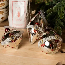 Lot de 3 boules de Noël (D80 mm) en verre Ornéla Argent