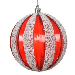 Lot de 12 boules de Noël (D100 mm) Fantasia perlées Rouge et blanc