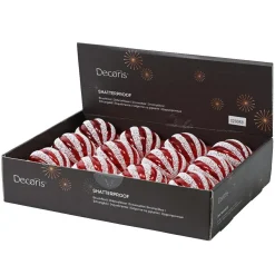 Lot de 12 boules de Noël (D100 mm) Fantasia perlées Rouge et blanc