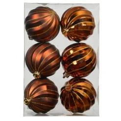 Lot de 6 boules de Noël (D80 mm) Glam chic Brun café pailleté or