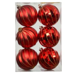 Lot de 6 boules de Noël (D80 mm) Glam chic Rouge