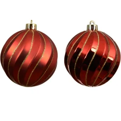 Lot de 6 boules de Noël (D80 mm) Glam chic Rouge