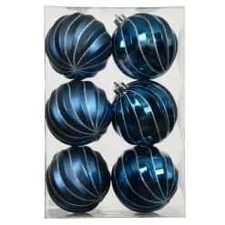 Lot de 6 boules de Noël (D80 mm) Glam chic Bleu nuit