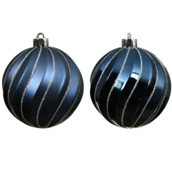 Lot de 6 boules de Noël (D80 mm) Glam chic Bleu nuit