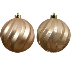 Lot de 6 boules de Noël (D80 mm) Glam chic Pêche