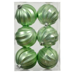 Lot de 6 boules de Noël (D80 mm) Glam chic Vert matcha
