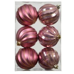 Lot de 6 boules de Noël (D80 mm) Glam chic Rose