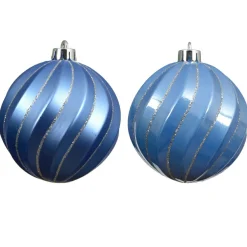 Lot de 6 boules de Noël (D80 mm) Glam chic Bleu ciel