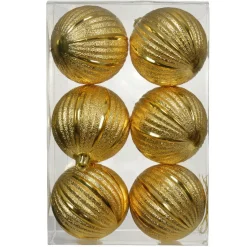 Lot de 6 boules de Noël (D80 mm) Glitter Or